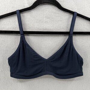 Negative Whipped Bralette Size 2 Blue Unlined Minimalist Ribbed Wirefree Lounge